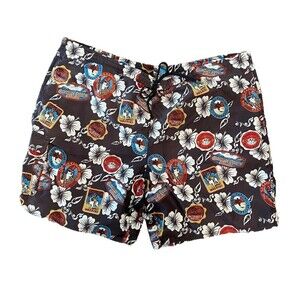 Big Dogs Swim Trunks Board Shorts Sz 2X Tiki Tropical Coconut Cabana Hawaiian